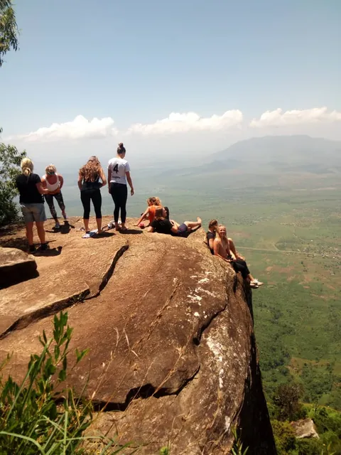 Guests at a viewpoint in the Usambara Mountains